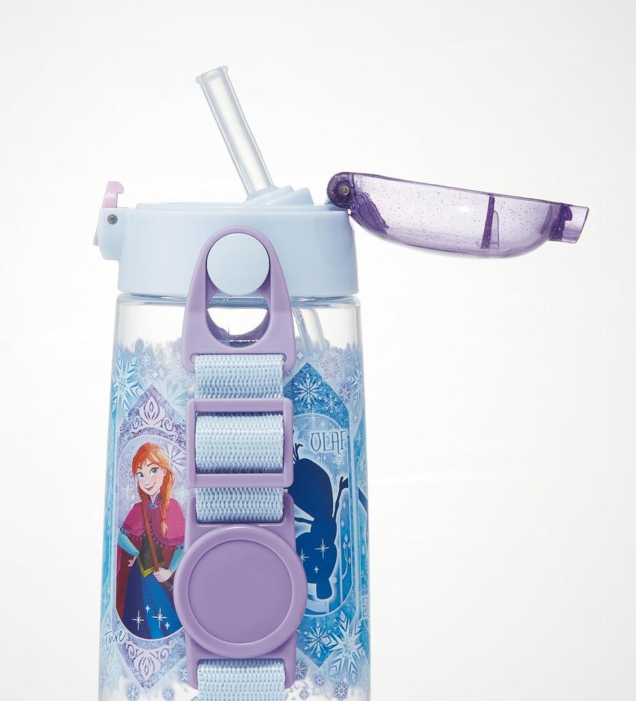 Skater Water Bottle with Disney Size PDSH5 Children's Straw, Clear, 480ml, Silicone, Frozen, 25, Girls,