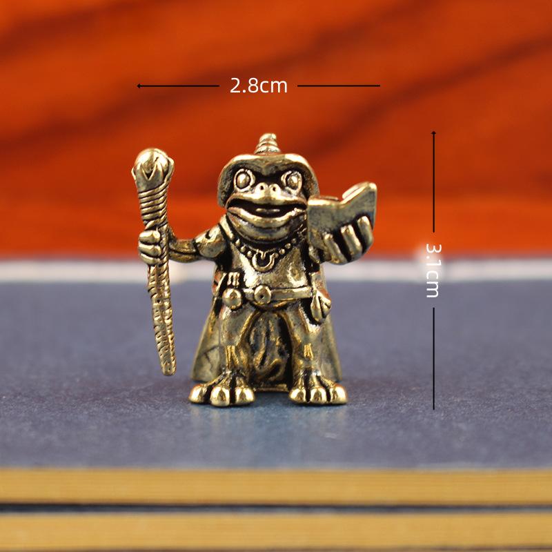 Brass Frog Wizard with Magic Book - Enchanting Desktop Sculpture, Animal Figurine for Desk Decor, Fantasy Collector's Gift
