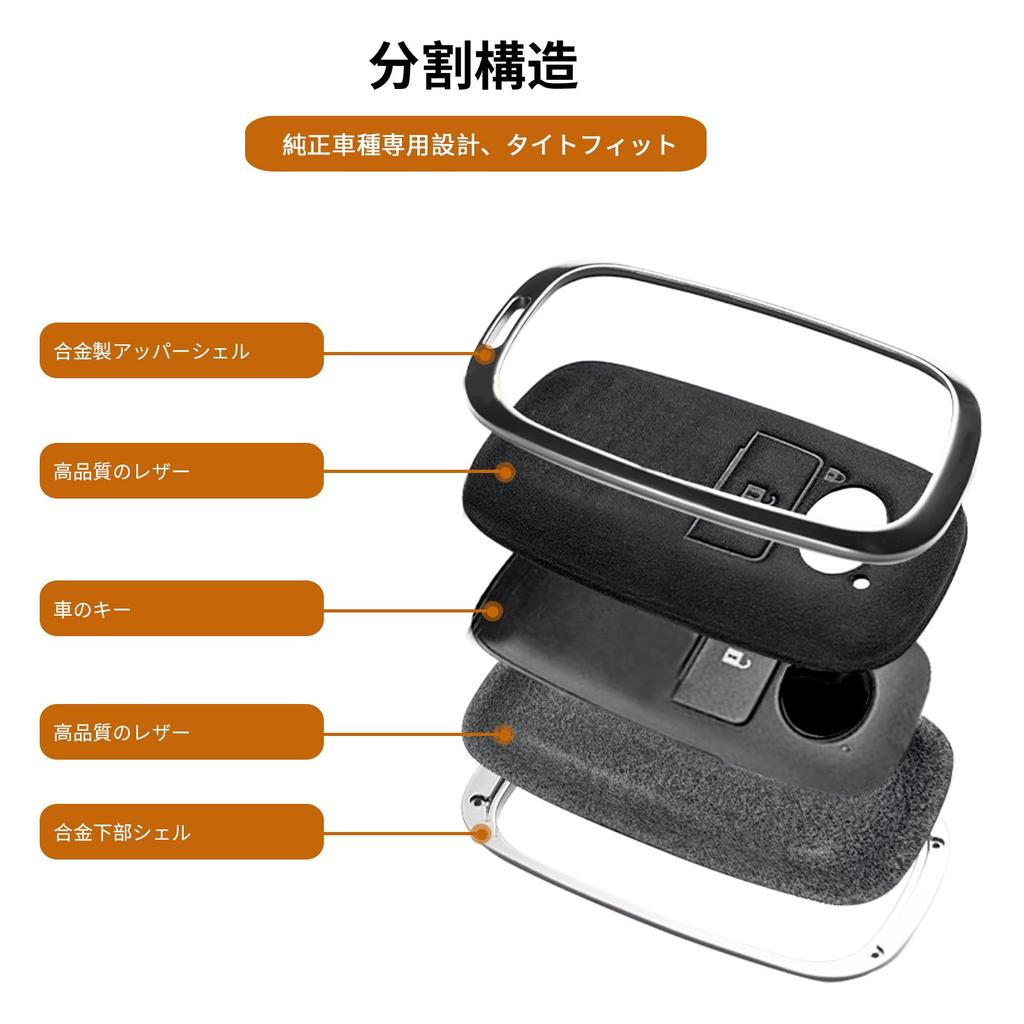 Smart Key Case, Compatible with Cars, New Rumie Key Cover, RAIZE, Rocky, TAFT Leather Key Cover (One-black)