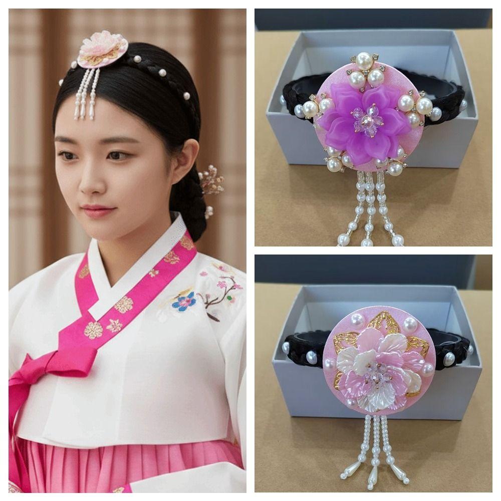Tassels Hanbok Hairband Flower Stage Dance Hair Hoop Fashion Korean Headband Ladies