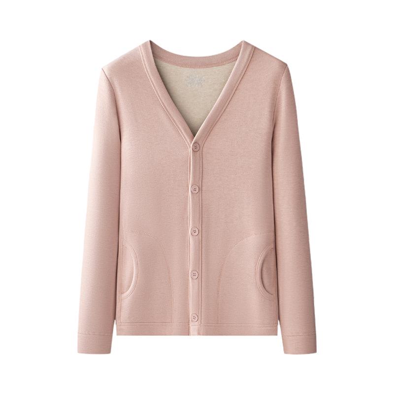 Damski kardigan z jedwabnej wełny z podszewką z polaru – Ciepły, gruby, bezrękawnik z długim rękawem na jesień/zimę na zewnątrz