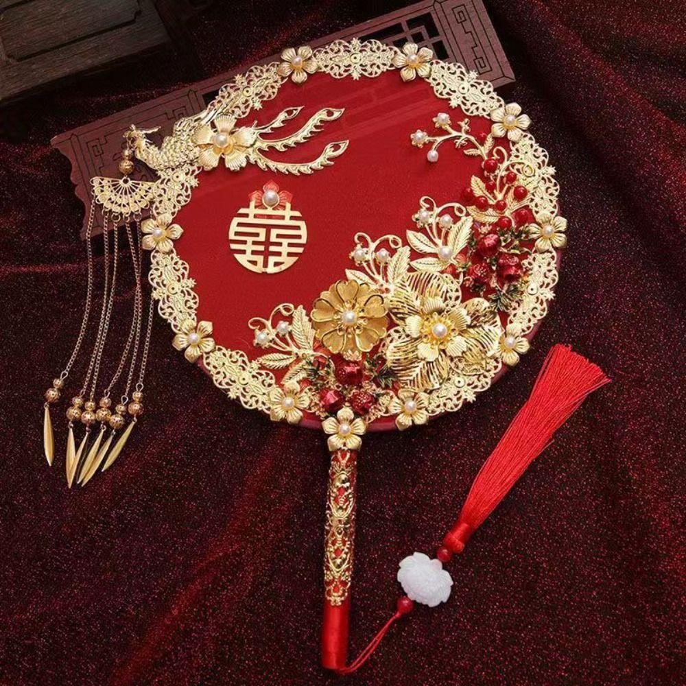 Vintage Bride Hand Held Fan Chinese Style Decorative Fan Bride Group Fan Dance Performance