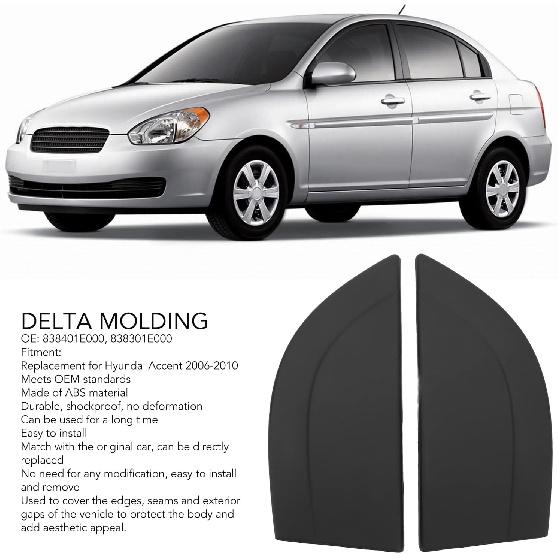 Akozon Rear Door Delta 2pcs Rear Door Outside Pillar Left Right Replacement for Accent 2006‑2010 838301E000