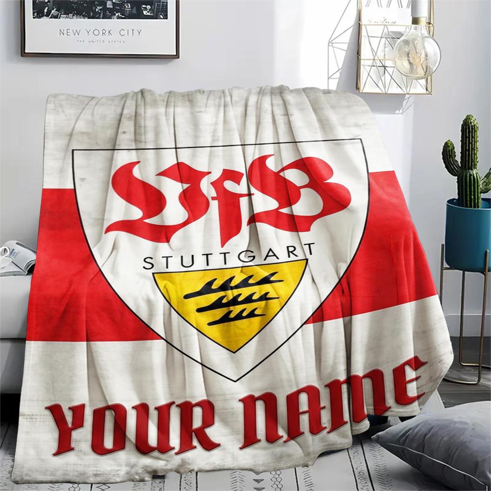 1pz Coperta di Flanella Personalizzata con Nome e Motivo VfB Stuttgart Adatta a Tutte le Stagioni per Arredamento Casa Calore e Comfort Regali Regalo Festivo_xia