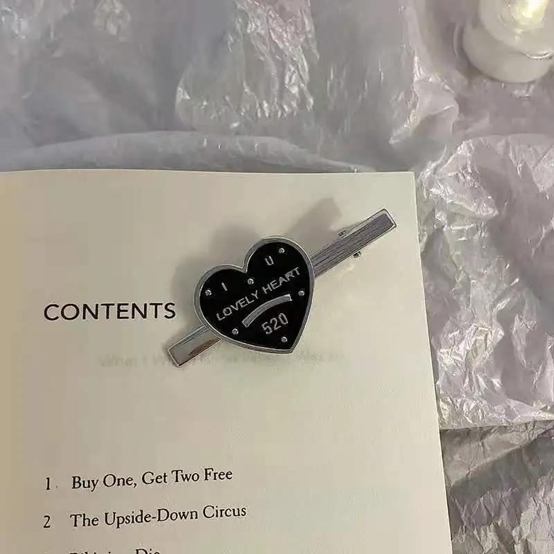 

Металлические шпильки для волос с сердечками в стиле хип-хоп, корейские модные крутые женские бюстгальтеры с боковым зажимом для девочек, уникальный дизайн, серебряные бюстгальтеры