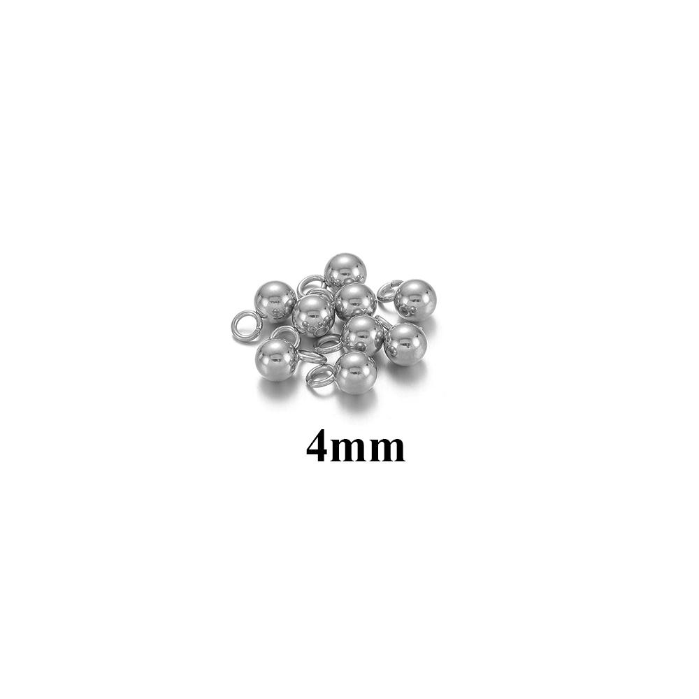 20pcs Stainless Steel Solid Ball Beads Charms Pendants Necklace Making DIY Jewelry Earrings Findings Bracelets Supplies