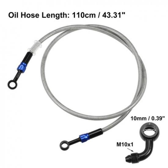 Single AN3 28 90 Degree M10 Motorcycle Hydraulic Brake Line Hose 110cm Universal