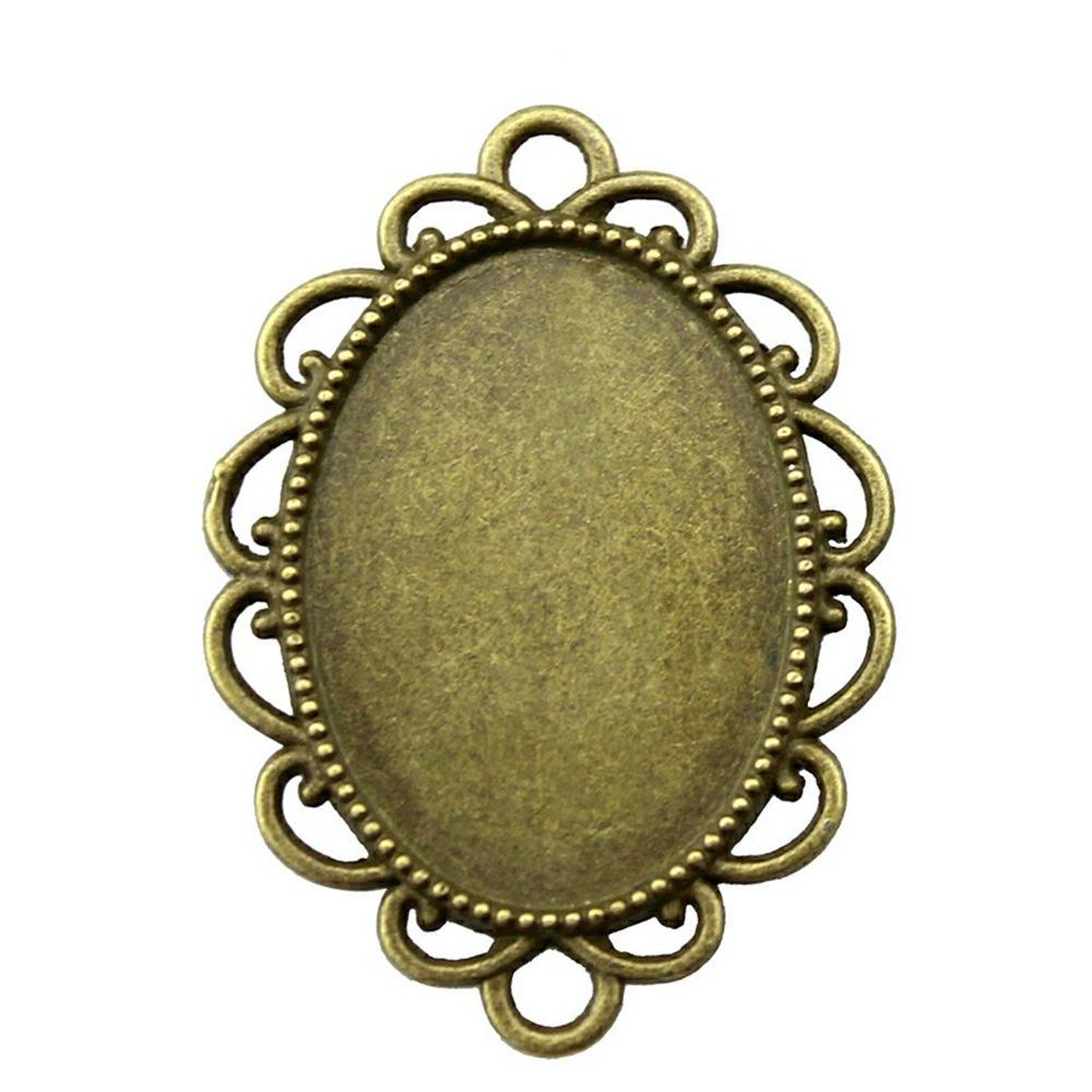 10pcs 18x25mm Inner Size Vintage Antique Bronze Color Cameo Cabochon Base Setting Charms Pendant Necklace Findings