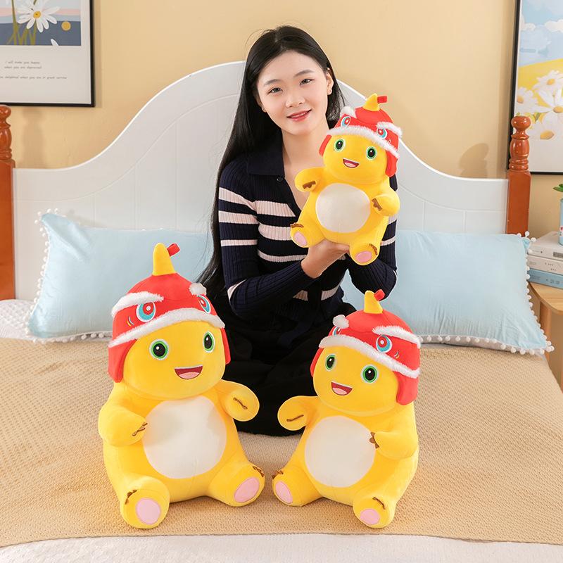 New Anime Cartoon Lion Dance Little Milk Dragon Doll Cute Dinosaur Stuffed Plush Toy Cute Doll Giving Girls Sleeping Pillow Gift