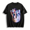 Cyberpunk Girl & Funny Monster Print T-Shirt Unisex Street Style Loose Casual Short Sleeve Top Pure cotton T-shirt