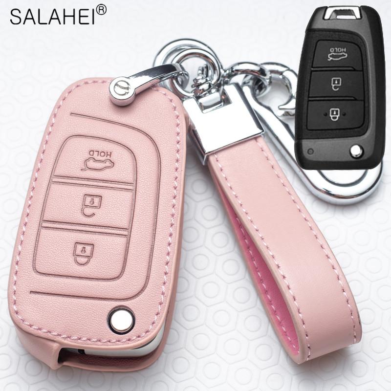 Leather Car Smart Key Cover Case Holder Protection For Hyundai Tucson Mistra Ix25 Ix35 I20 I30 I40 Hb20 Tm