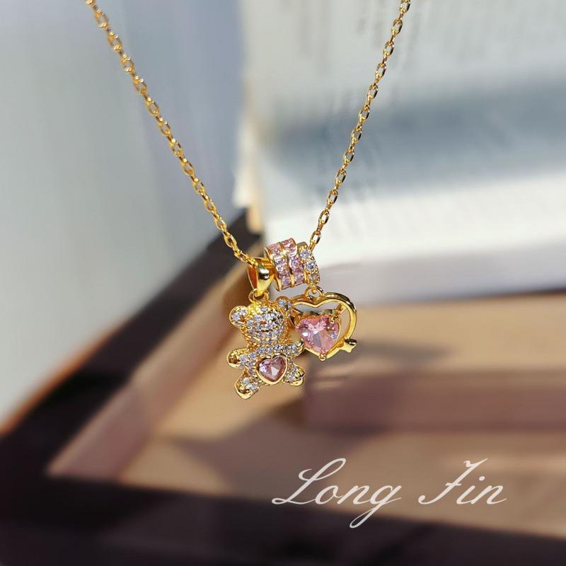 Супер Вспышка Ключ Крест Медведь Ожерелье Сладкий Крутой Стиль Ретро Легкая Роскошь Любовь Ключица Цепочка