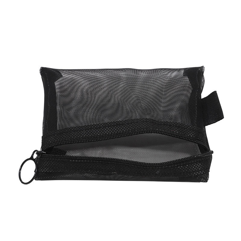 3pcs/set Transparent Mesh Zipper Cosmetic Bag Women Necessary Organizer Fashion Small Large Black Toiletry Makeup Pouch Case