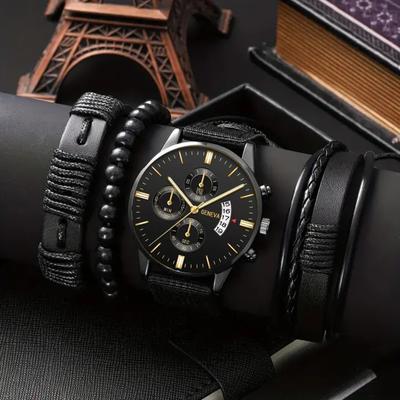 Fashion Business Canvas Strap Luminous Three Eyes Calendar Quartz Watch Men'S Trend Personality Casual Simple Men'S Watch