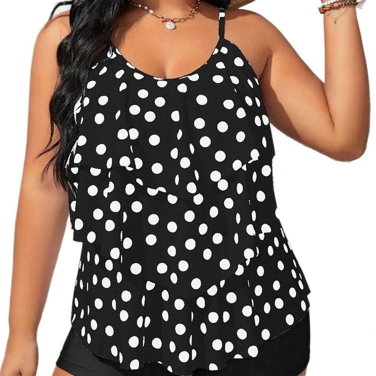 Europese en Amerikaanse stijl stippen bretels badpak dames nekband split bikini zomer strand warmwaterbron badpak