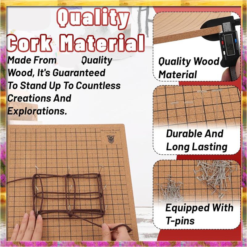 Aug. Adjustable Macrame Tool Holder(108 Pcs), Double Sided Grids, Scissors Ruler For Braiding Bracelets Creation Supplies