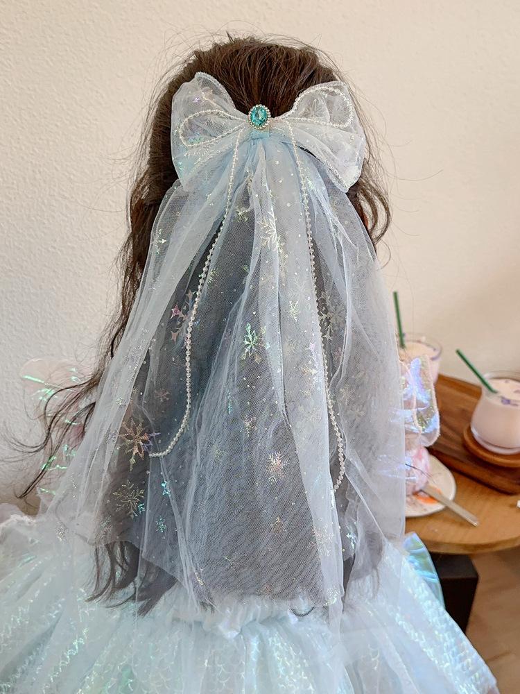 Children's Long Veil Princess Crown Photo Hairpin Flower Girl Baby White Girl Headwear Kids Women Hair Accessories