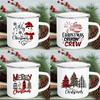 Snowman Ship Print Enamel Coffee Mugs Beer Juice Mug Handle Cocoa Cups Merry Christmas Cup Party Table Decoration New Year Gift