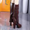 Sexy High top Heels Women Long Designer Chunky Knee Pumps Chelsea Boots Winter New Dress Mujer Botas