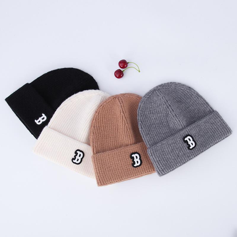 Ear Protection Woolen Hat Korean Style Personalized Three Dimensional Embroidered B Letter Cold Hat Warm and Versatile Knitted Hat