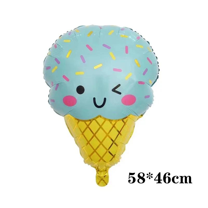 Cartoon Donut Theme Ice Cream Popcorn Candy Foil Balloon Baby Shower Happy Birthday Decoration Balloon Boy Girl Cute Kid Toys