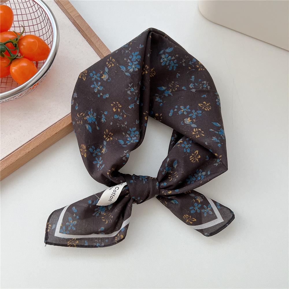 Korean literary and artistic decoration small silk scarf Korean version fashionable versatile spring and summer fresh and breathable cotton and