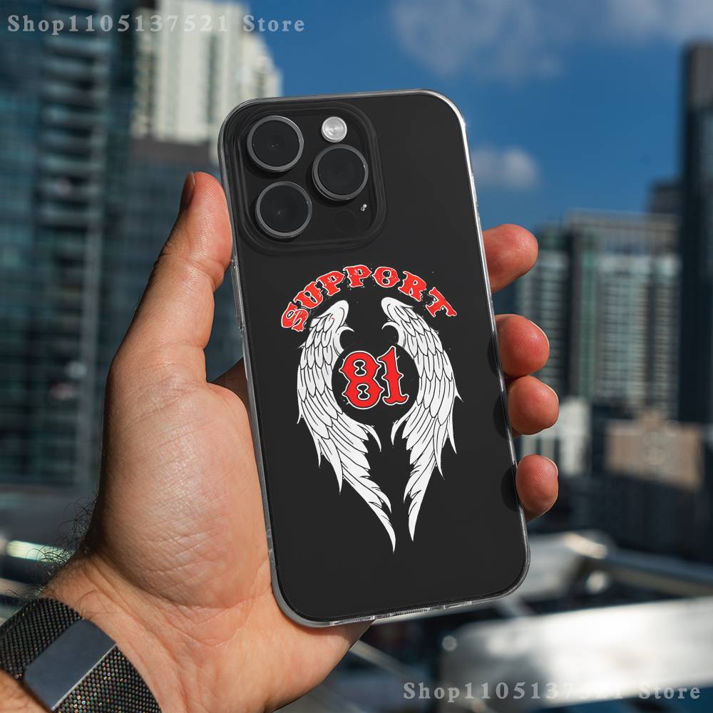 Hells Angels M-Motorcycle 81 Etui na Telefon Dla iPhone 17,16,15,14,13,12,11 Pro,Max,Plus,X,XS,XR,SE4,E Mini Przezroczyste Miękkie Pokrowiec