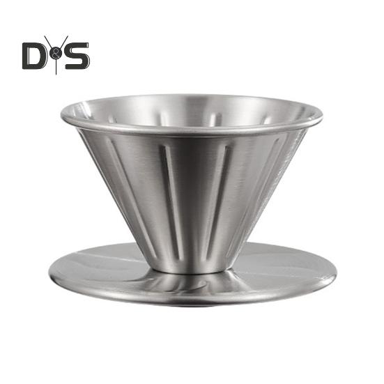 

Кофейный фильтр-конус из нержавеющей стали, воронка для капельного заваривания кофе со спиральными ребрами, пригодный для мытья в посудомоечной машине, V-образный кофейный фильтр для большинства кофемашин A