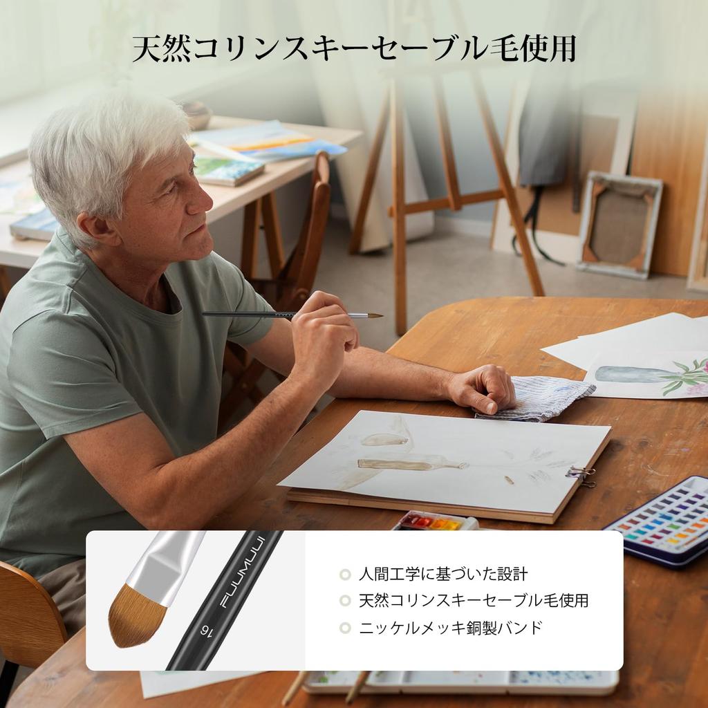 Watercolor brush set, paint brushes, brush set, 8 brushes, Kolinsky sable hair brushes, acrylic paints, watercolors, acrylic painting, gouache, art su