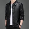 Jacket men's pu leather spring and autumn jacket middle-aged dad jacket solid color lapel leather jacket men