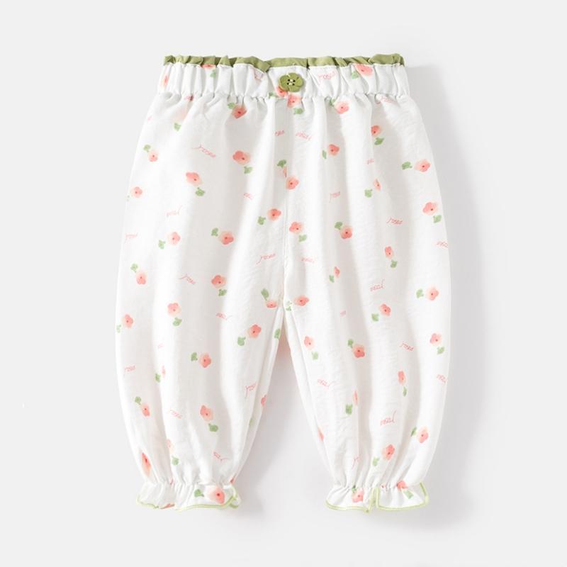 Mädchenhose Kinder Retro Floral Sommer Vielseitig Mückendichte Kleidung Geblümte Hochtaillierte Freizeithose