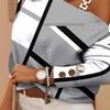 2023 Autumn/Winter Long Sleeve Chain Halter Print Button-Decorated Top for Women