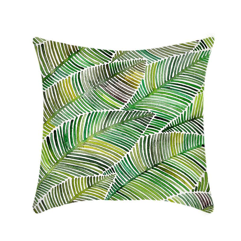 New Nap Pillow Green Leaves Sofa Plush Pillow Case Home Summer Cushion