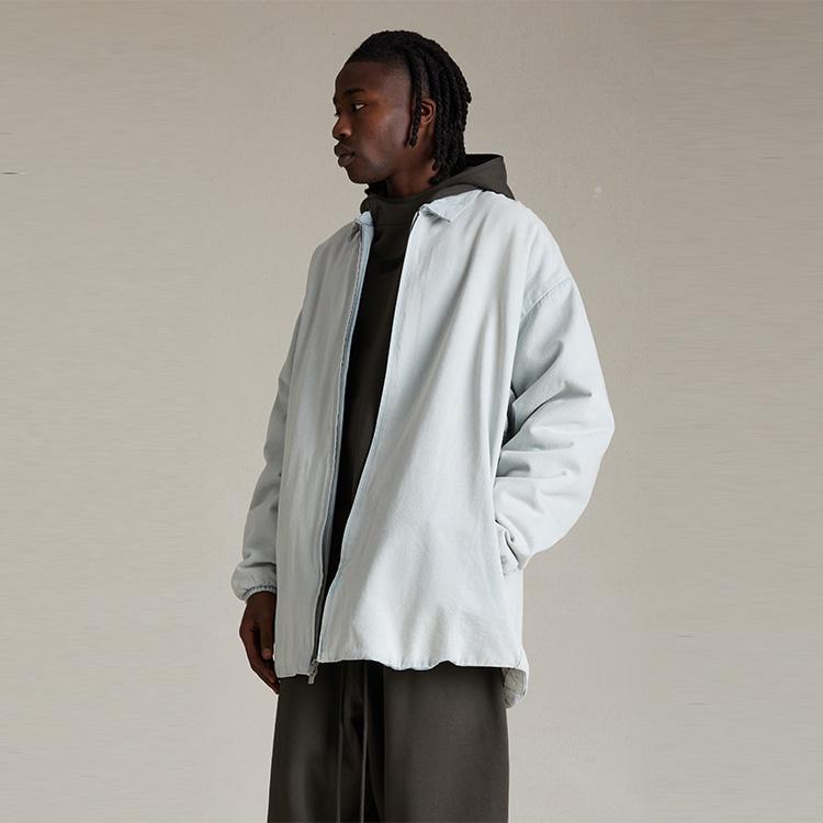 Fear of God Essentials Filled Shirt Jacket Light Washed Denim Men Outerwear Blue 202SP244590F