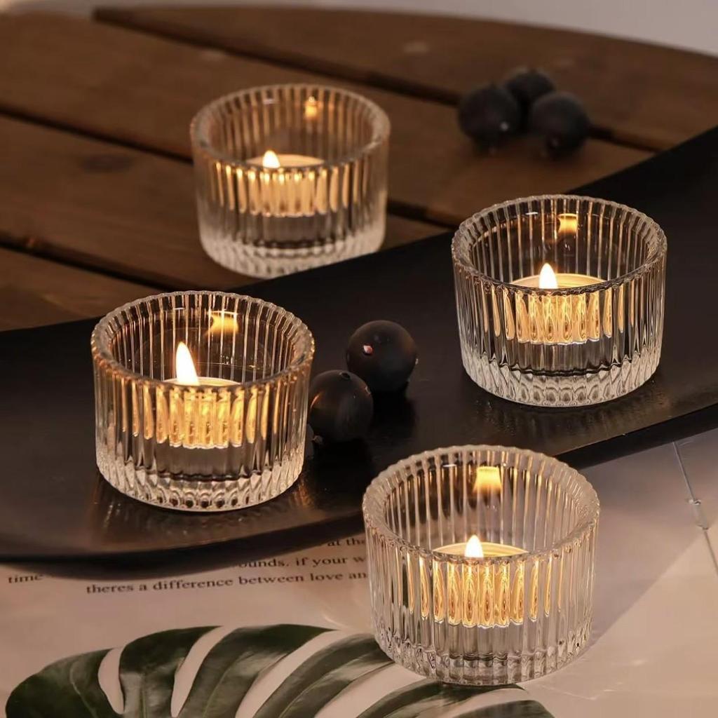 Transparent Fine-Textured Glass Candle Holder - Aroma Cup for Home Decoration