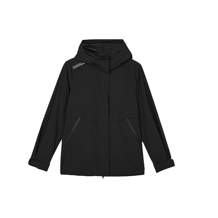 Skechers FW23 Stroll Series Solid Logo Casual Hooded Jacket Women jackets Deep-Night-Black L323W121-03B6