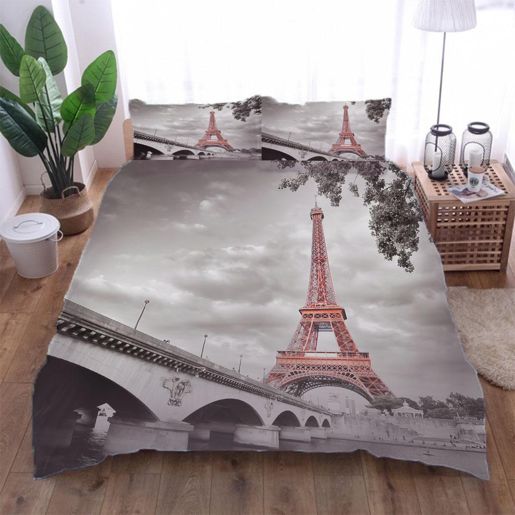 Bedding Collection Duvet Cover 3Piece Collection 3D Paris Tower Quilt Cover Universal Suitable For Children And Adults Modern Printed