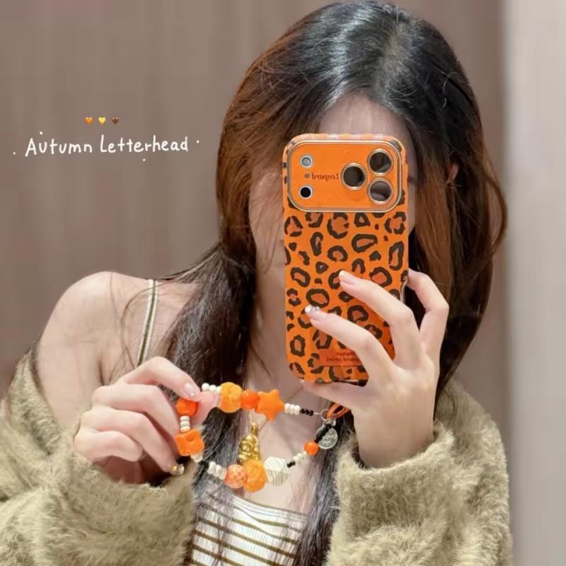 Stylový oranžový leopardí potisk Pouzdro na telefon Kompatibilní s iPhone 17 17 Pro 17 Pro Max 16 15 14 a Pro Max Měkká pouzdra