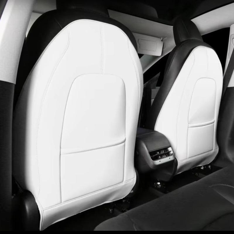 For Tesla Model 3 Y 2Pcs Seat Back Anti Kick Pad Leather Wear-Resistant Anti-Dirty Seat Backrest Protective Mat Car Accessories
