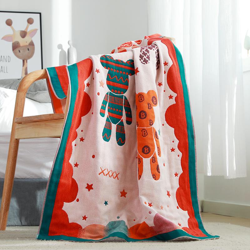 Junwell Katoen Muslin Grote Badhanddoek Absorberende Zachte Badhanddoek Plaid Bloemen Chique Deken - Luxe Strandlaken Reisgebruik 80x160cm