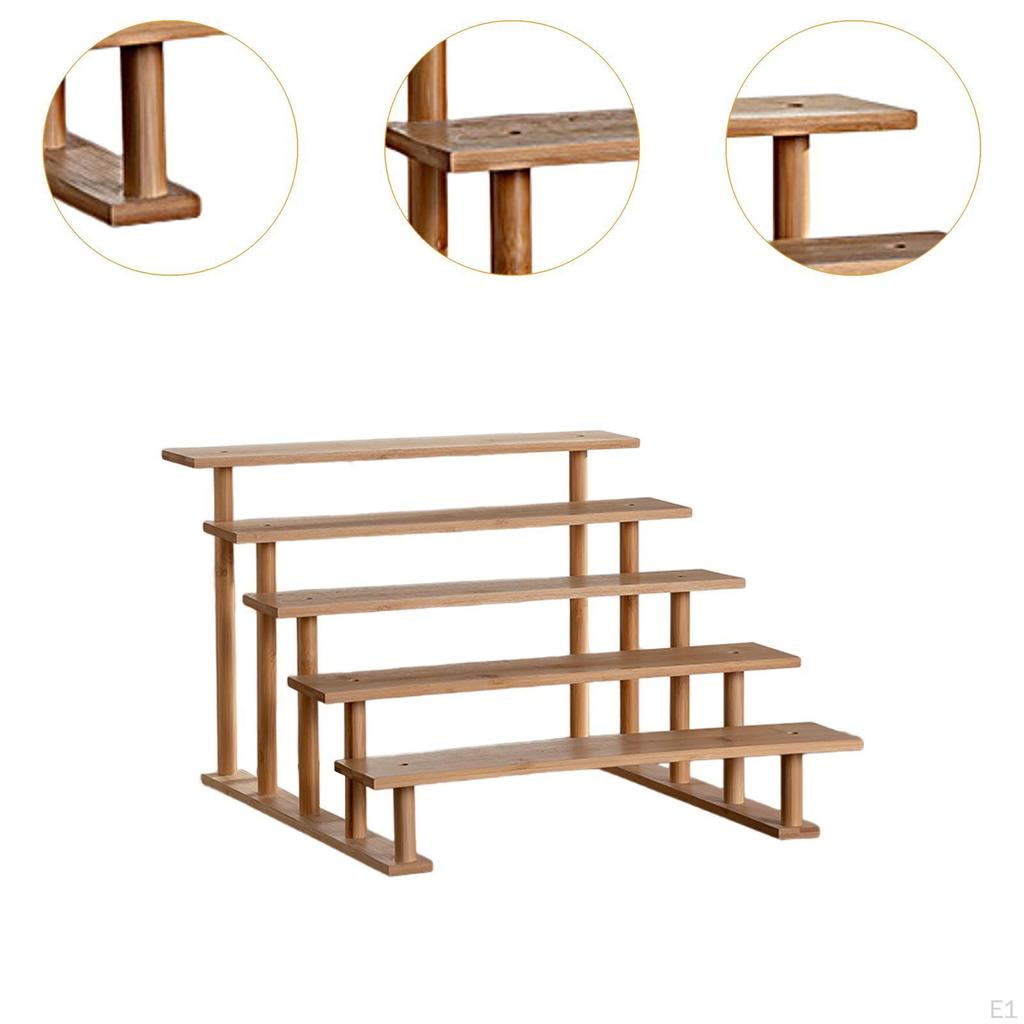 Hölzerner Display-Erhöher Ständer Holzdekor Einfacher 5-stufiger Cupcake-Dessert-Halter für