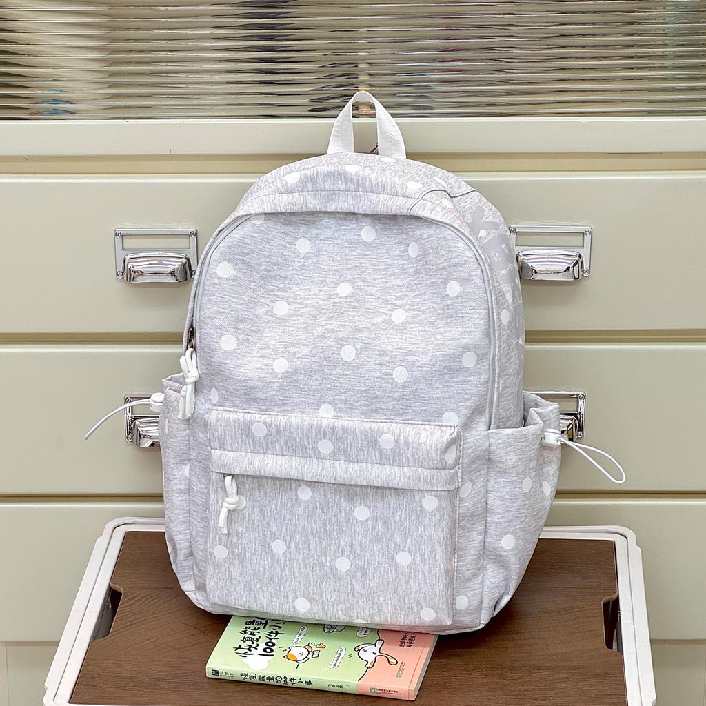 Schoolbag Korean Small Fresh Schoolbag Female Middle School Student Simple Polka Dot Backpack Lightweight Large Capacity High School Backpack