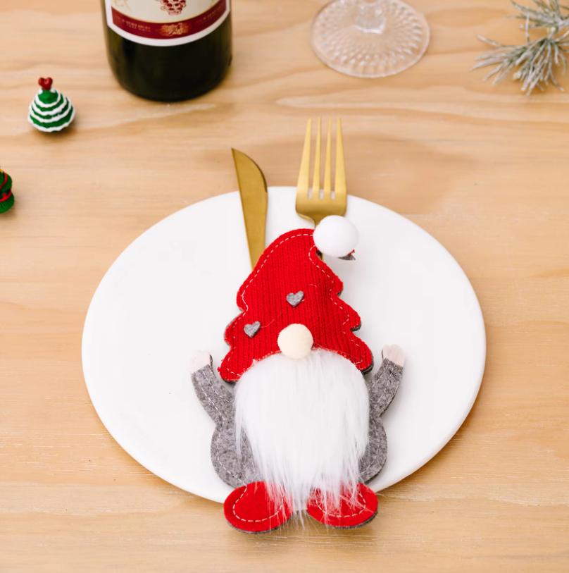

6 Pcs Christmas Supplies Knife Fork Cover Home Party Decoration Knife Fork Bag Tableware Christmas Tableware Protective Covers About 17x11cm