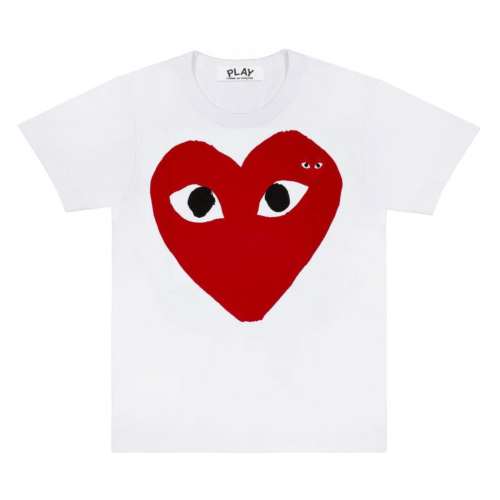 Unisex Crew Neck Short Sleeve Loose Fit Casual T-Shirt Colorful Heart Digital Print Basic Top