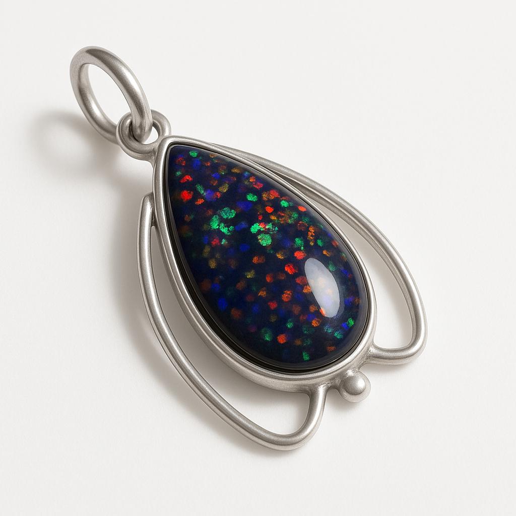Natural Multi Color Opal Pear Cut Pendant 25.60 Ct Certified 925 Sterling Silver