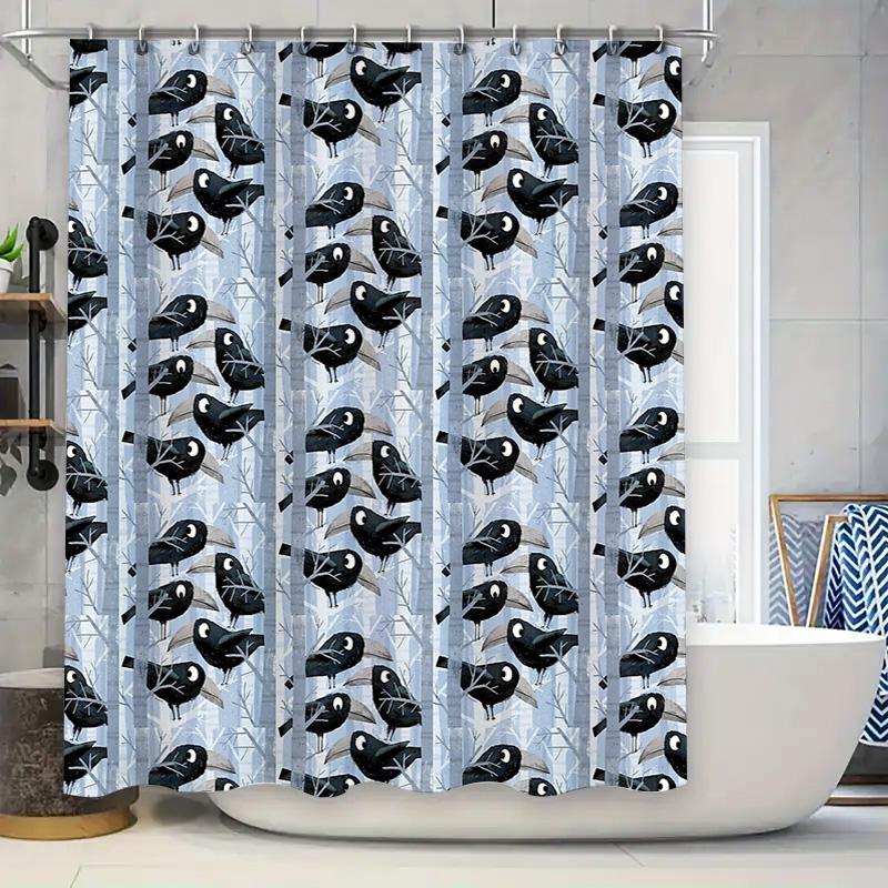 

Bird Shower Curtain Forest Animals Nature Themed Bathroom Decor Waterproof Fabric Shower Liner Vintage Woodland Wildlife Home Te 90x180cm