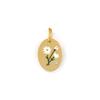 1 Piece 304 Stainless Steel Birth Month Flower Charms Enamel Oval Flower Clear Cubic Zirconia Pendants DIY Necklace 20mm X 11mm