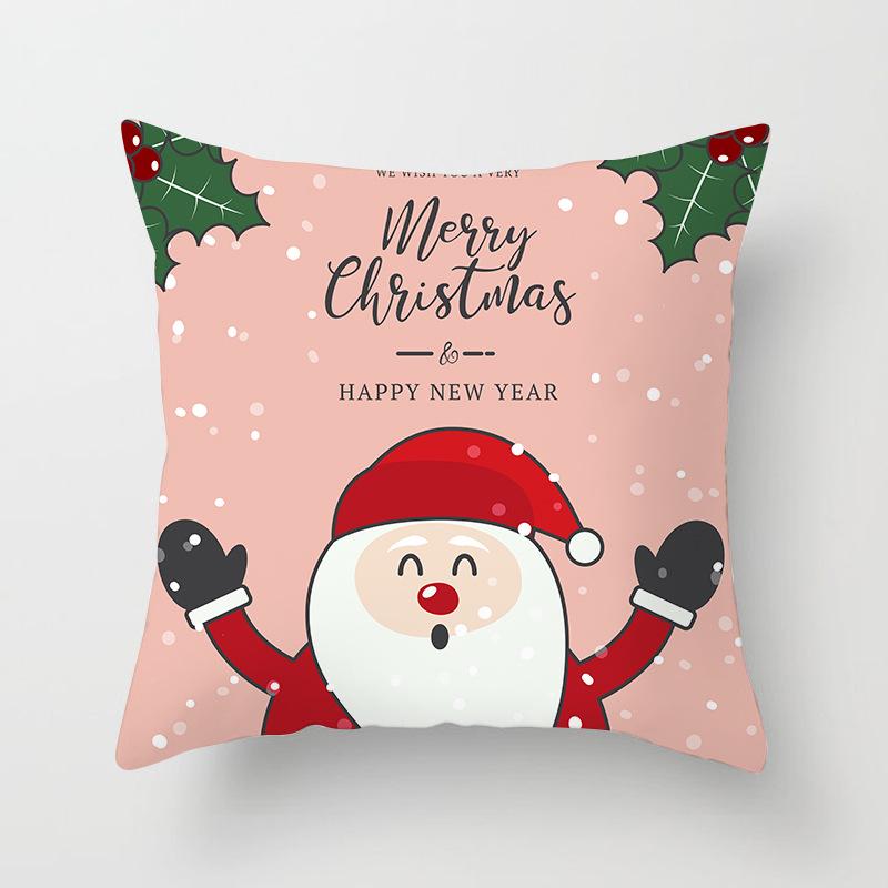 Cartoon Christmas Dog Car Pattern Pillow Case Festive Home Decoration Office Car Cushion Pillow Case