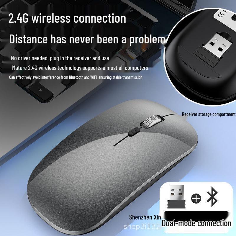 Dual-Mode Silent Bluetooth Mouse with USB-C Charging