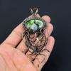 Green Dendrite Opal Gemstone Copper Wire Wrap Handmade Pendant Designer Jewelry